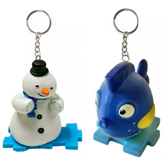 Chilly Snowman & Squeakers Fish PVC Key Ring Keychain Figure Ornament Charm Doc New