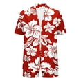 thumbnail image 7 of 2 Piece Outfits for Women Summer Trendy Floral Printed Short Sleeve Cardigan Shirt & Shorts Hawaiian Beach Sets (XL, Red), 7 of 7
