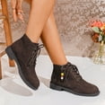 thumbnail image 6 of Bnwani Low Heel Boots Women Fashion Toe Zipper Chunky Ankle Casual Solid Boot Brown Size 5.5, 6 of 9
