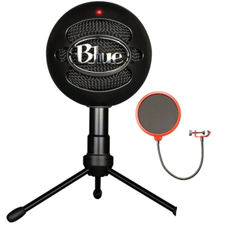Snowball Blue Mic Blue Microphones Snowball iCE Versatile USB Microphone - Black (SNOWBALL iCE Black) with Universal Pop Filter Microphone Wind Screen with Mic Stand Clip ()