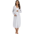 thumbnail image 2 of Women Button Down Breastfeeding Nightgown,Long Sleeve Round Neck Maternity Sleepshirt Pregnancy Loungewear Hospital Gown,Below Hip Nursing Sleep Dress Labor and Delivery Gown,Gray S-XXL, 2 of 9