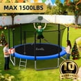 thumbnail image 3 of Fiziti Trampoline 12FT 14FT 16FT Trampoline for 4-5 Kids Adults with Basketball Hoop,Enclosure Net, Sprinkler, Light,Ladder,Socks, Outdoor Heavy Duty Round Trampoline, 3 of 11