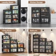 thumbnail image 7 of BROVIEW 500Qt Stackable Storage Bins with Lid, Plastic Closet Organizers and Storage Drawer, Collapsible Storage Box with Wheels, Folding Storage Cabinet for Closet Clothes Organization, 5Pack Black, 7 of 7
