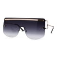 thumbnail image 3 of Luxurious Oversize Rimless Shield Flat Top Mobster Sunglasses Gold Smoke, 3 of 4