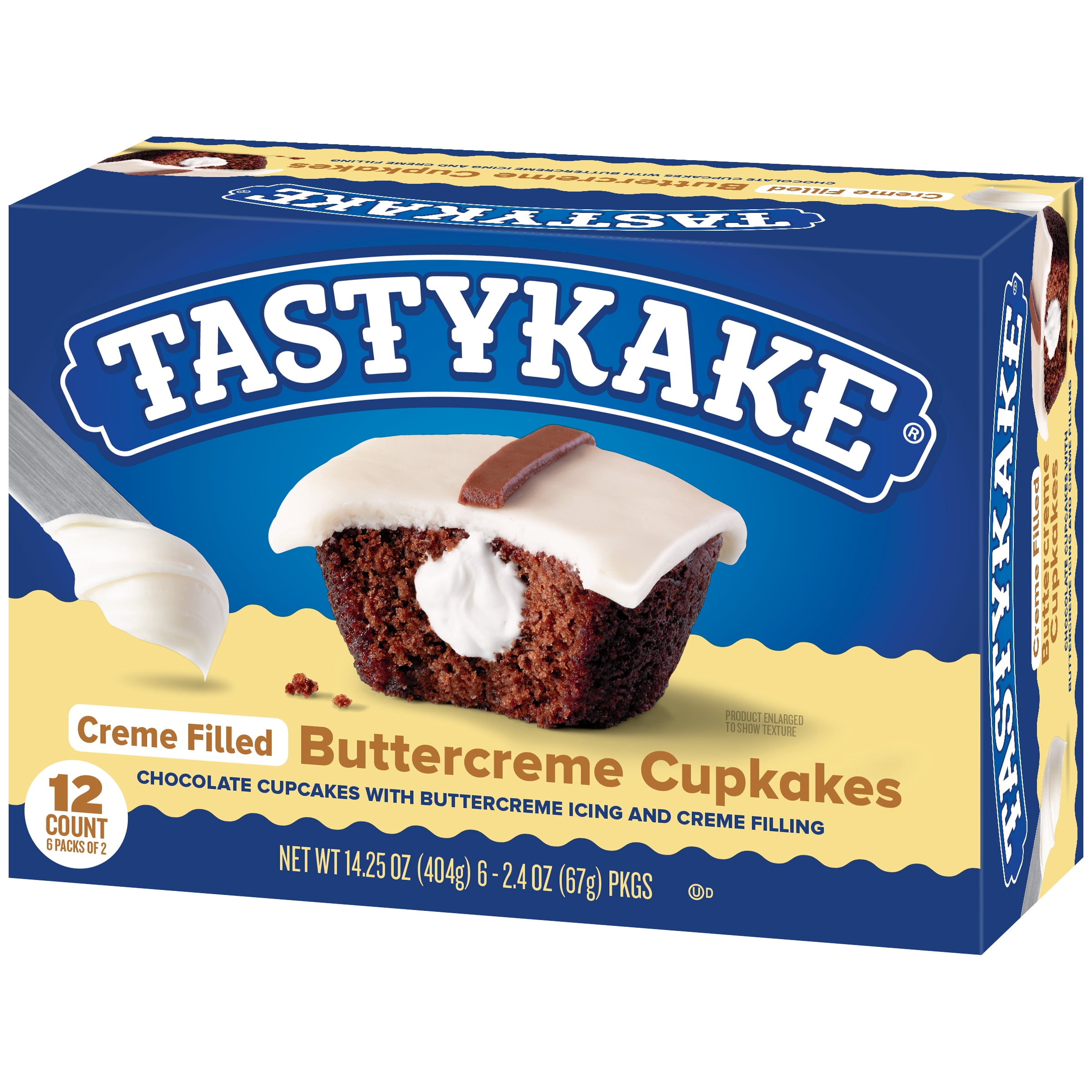 Tastykake Buttercreme Cupkakes, 12 Count Snack Cakes, 6 Packs of 2 Cupcakes