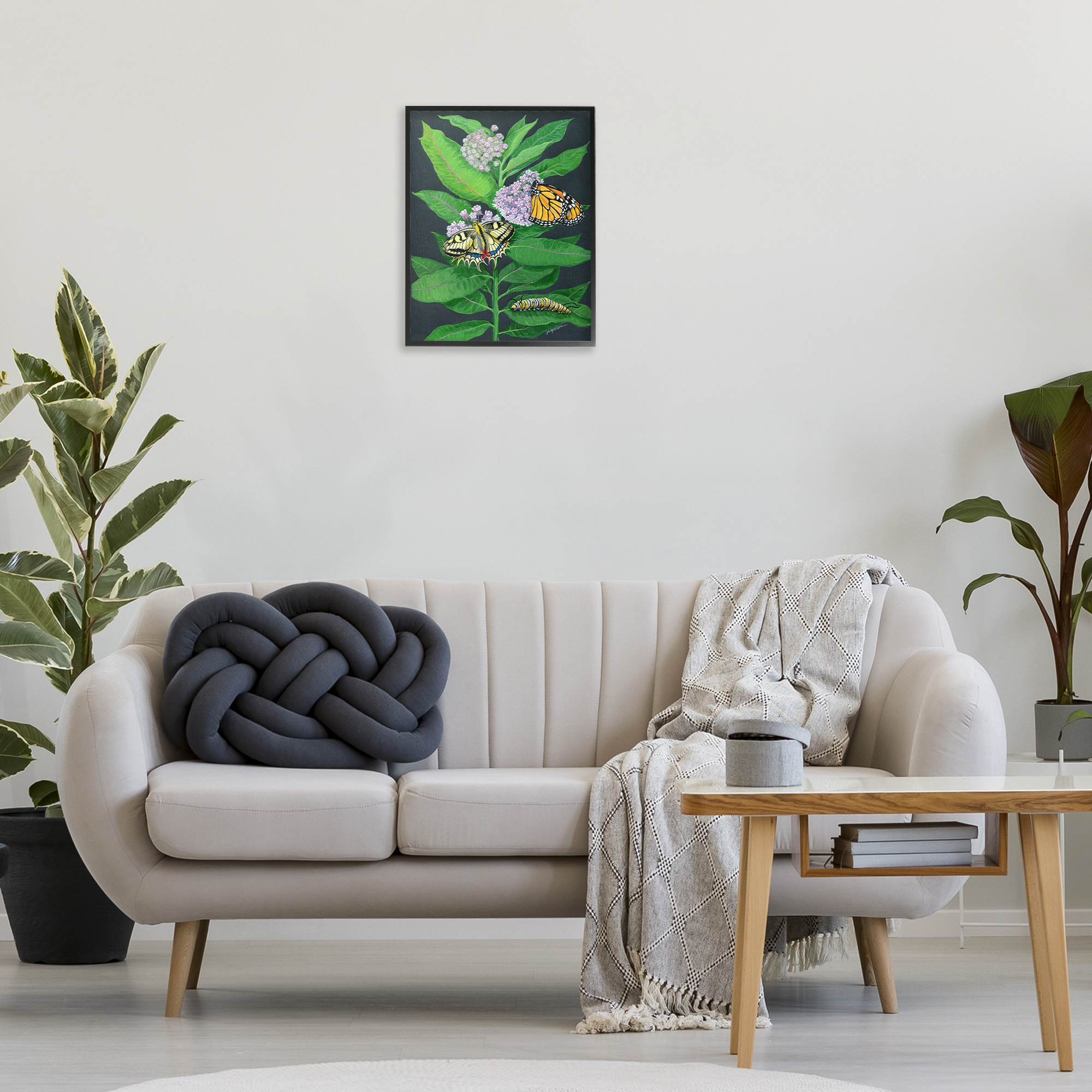 Stupell Industries Vintage Milkweed & Insects Animals & Insects Painting Black Framed Art Print Wall Art, 16 x 20