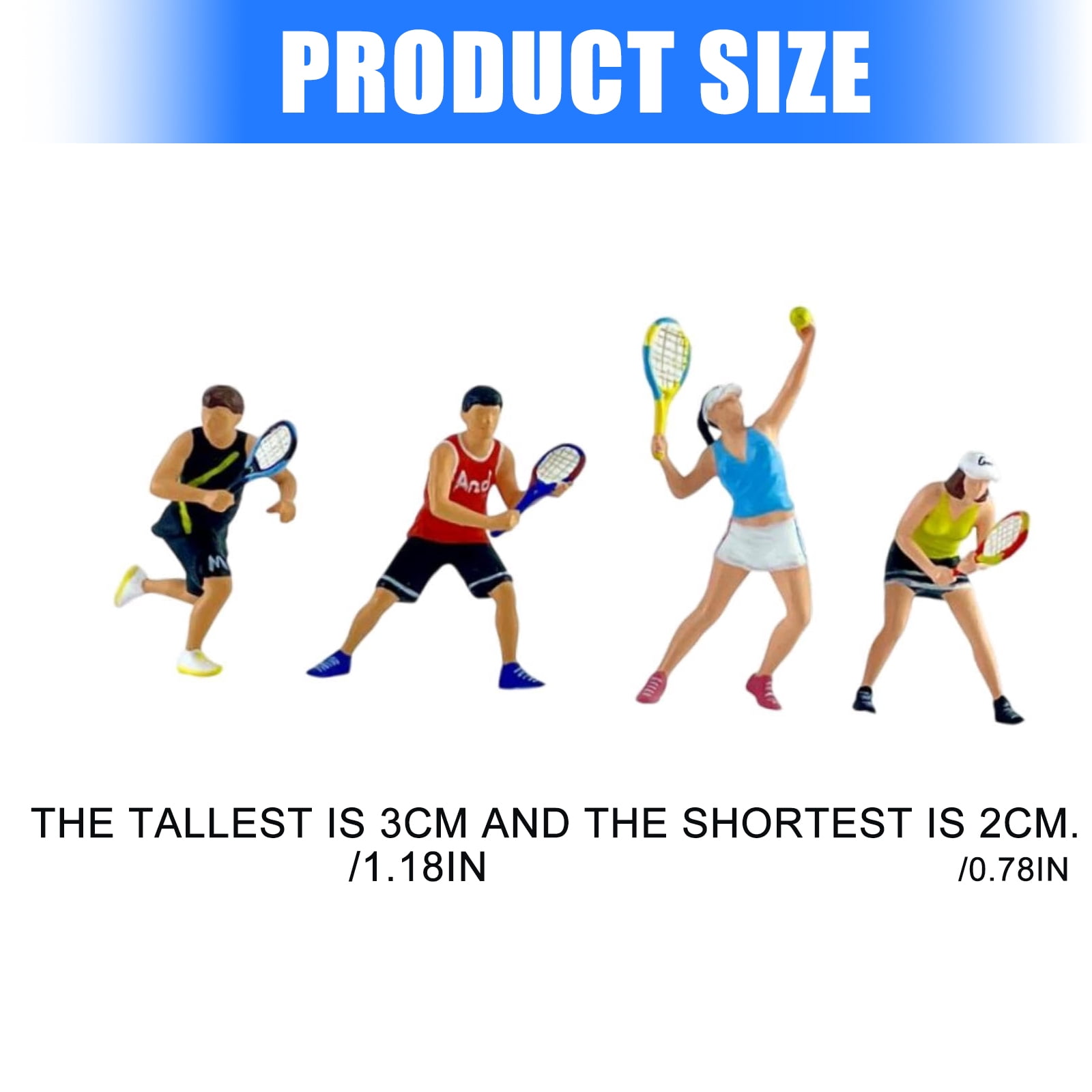 1:64 Scale Hand Painted Resin Figures Miniature People for Dioramas Props,Photography Collector Tennis Player Figure Model