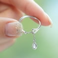 thumbnail image 1 of Adjustable Chain Teardrop Cubic Zirconia CZ Hollow Heart Opening Finger Ring, 1 of 8