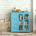 thumbnail image 2 of Costway Buffet Table de Cuisine avec Tiroirs et Portes Bleu, 2 of 10