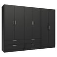 thumbnail image 3 of MADESA 6 Doors 4 Drawers Wardrobe Set Armoire Closet Bedroom Storage Cabinet with Shelves and Hanging Space 94"L Wooden Clothing Organizer Unit - Black, 3 of 12