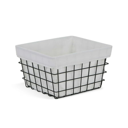 

Homeroots 379833 Rectangular White Lined & Metal Wire Storage Basket