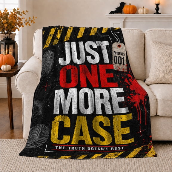 True Crime Mystery Just One More Case Grunge, Festive Holiday Scene, Warm Flannel Blanket for Living Room and Reading Nook, Art Lovers Housewarming Gift, Festive Home Decor