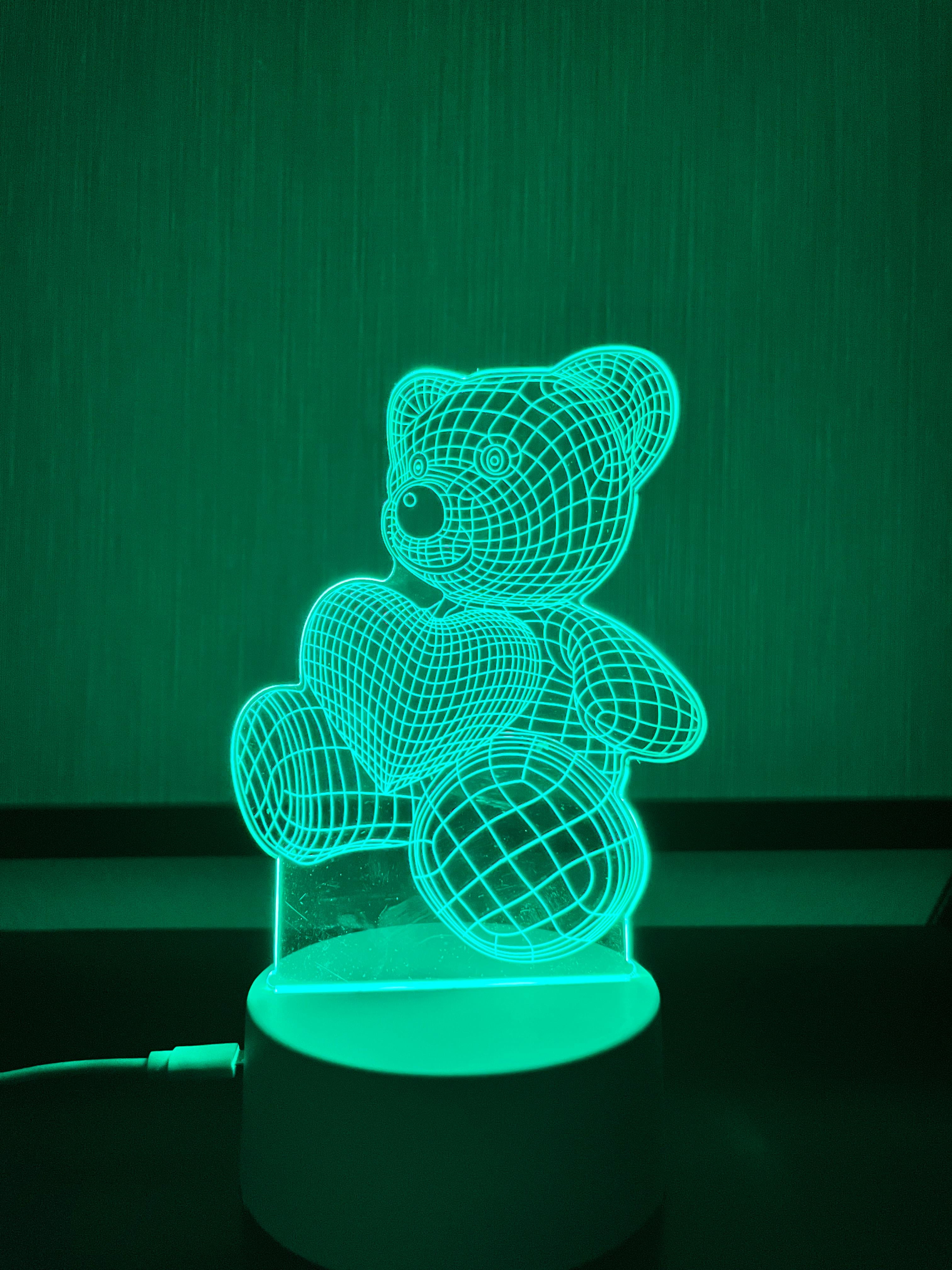 3D LED Teddy Bear Night Light Lamp