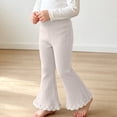 thumbnail image 6 of fnnxnal Girls Ribbed Knit Flare Pants Kids Stretchy High Waist Bell Bottom Lace Trim,Size 10 T, 6 of 7