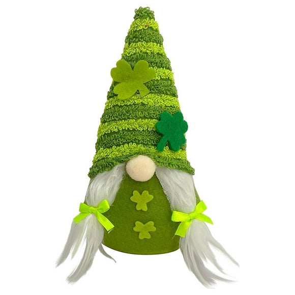 Piwvid St.Patrick's Day Irish Gnome Decorations Plush Tomte Elf Doll with Clover Clover Decoration Green Faceless Doll Ornament Doll for Home Table Office St Patricks Home Table Decor