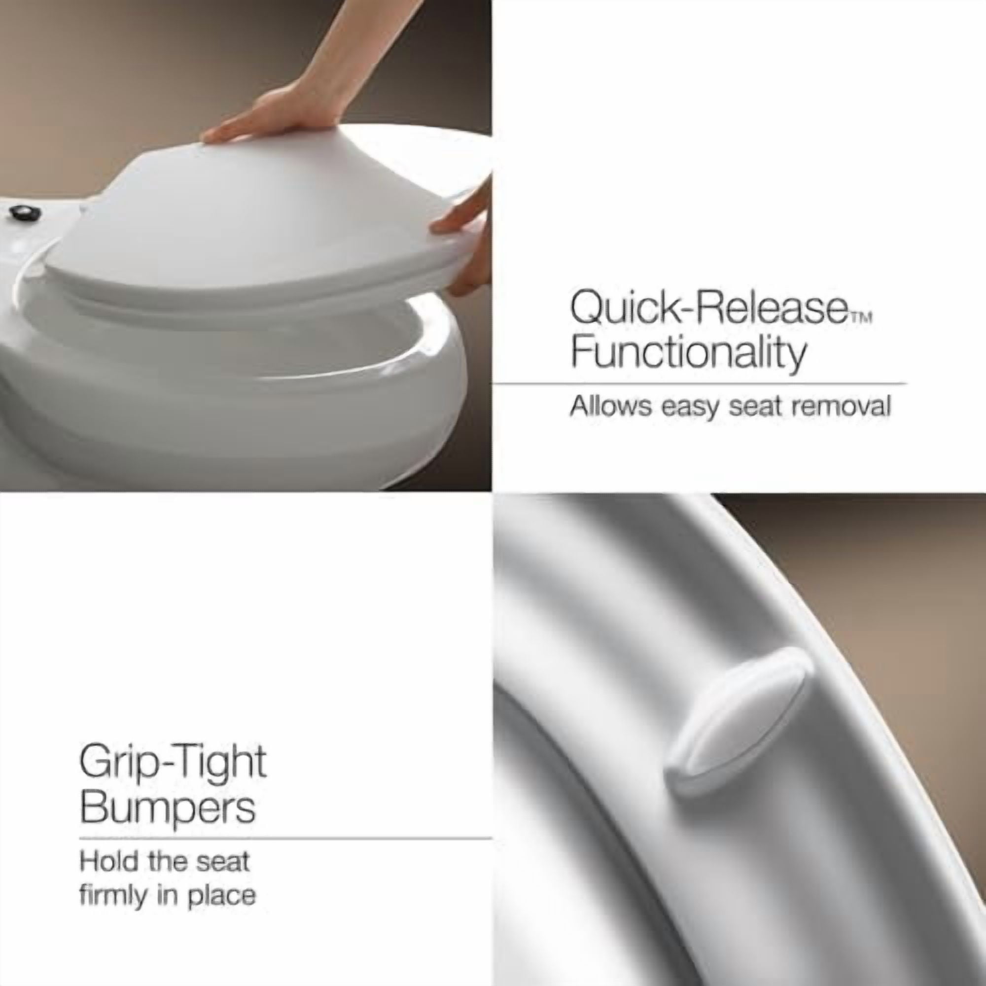 25875-0 Hyten 3" Height, Elevated Soft Close Elongated Toilet Seat, Contoured Seat with Grip-Tight Bumpers, Quick-Attach Hardware, No Slam Toilet Seat, White