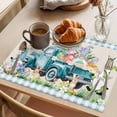 thumbnail image 3 of Easter Placemats Set of 4 Blue Plaid Truck Eggs Bunny Spring Floral Gnomes Rustic Place Mats Indoor Wipeable Table Mats Washable Dining Table Placemats for Kitchen Holiday Party Home Decor 13x19 Inch, 3 of 9