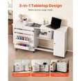 thumbnail image 6 of Compact Sewing Table with Storage Cabinet, Rolling Craft Station, Magnetic Door, and Side Desk for Home Use, White, 6 of 12