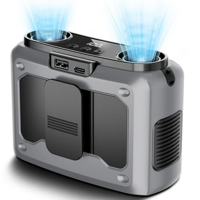 Ventilador de cintura portátil Wavmill 4 en 1, 20000 mAh, recargable, gris