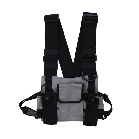 Thinsony Nylon Multi-pocket Hands Free Vest Chest Rig Bag Water Resistant And Durable Wide Application light gray 1 Pc