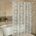 thumbnail image 2 of Bathroom Shower Curtains Waterproof Bath Curtain PEVA Modern Geometric Plaid Pattern Farmhouse Household Decoration Translucent, 2 of 7