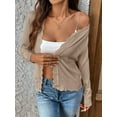 thumbnail image 6 of Women'S Long Sleeve V-Neck Button Down Cardigan Knit Shrugs Sweater Khaki S, 6 of 9