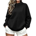 thumbnail image 2 of Oversized Sweatshirt for Women Zaewscy Women's Fashion Winter Sporty Solid Color Pocket Crewneck Loose Sweatshirt Black XXL, 2 of 9