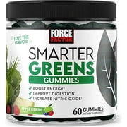 Smarter Greens Gummies, Greens and Superfoods with Probiotics, Antioxidants, and Prebiotic Fiber, Greens Supplement to Improve Digestion, Boost Energy, and Nitric Oxide, Force Factor, 60 Gummies