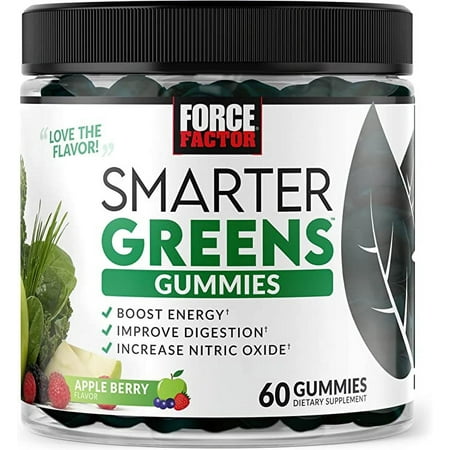 Smarter Greens Gummies, Greens and Superfoods with Probiotics, Antioxidants, and Prebiotic Fiber, Greens Supplement to Improve Digestion, Boost Energy, and Nitric Oxide, Force Factor, 60 Gummies