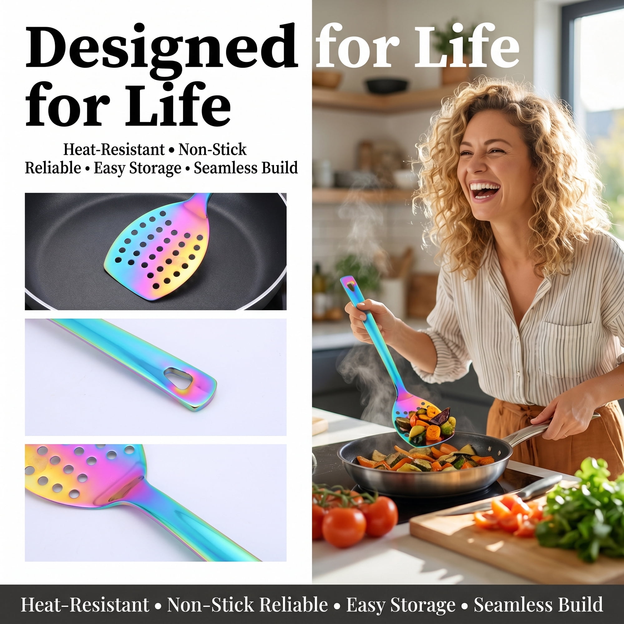 Unique Bargains Kitchen Heat-Resistant Cooking Tool with Long Handle Colorful 13x3.1 in
