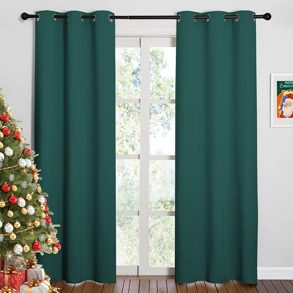 IBAOLEA Thermal Insulated Solid Grommet Blackout Curtains/Drape for Living Room (Hunter Green, 1 Pair, 42 by 84-Inch) Hunter Green 42 in x 84 in (W x L)