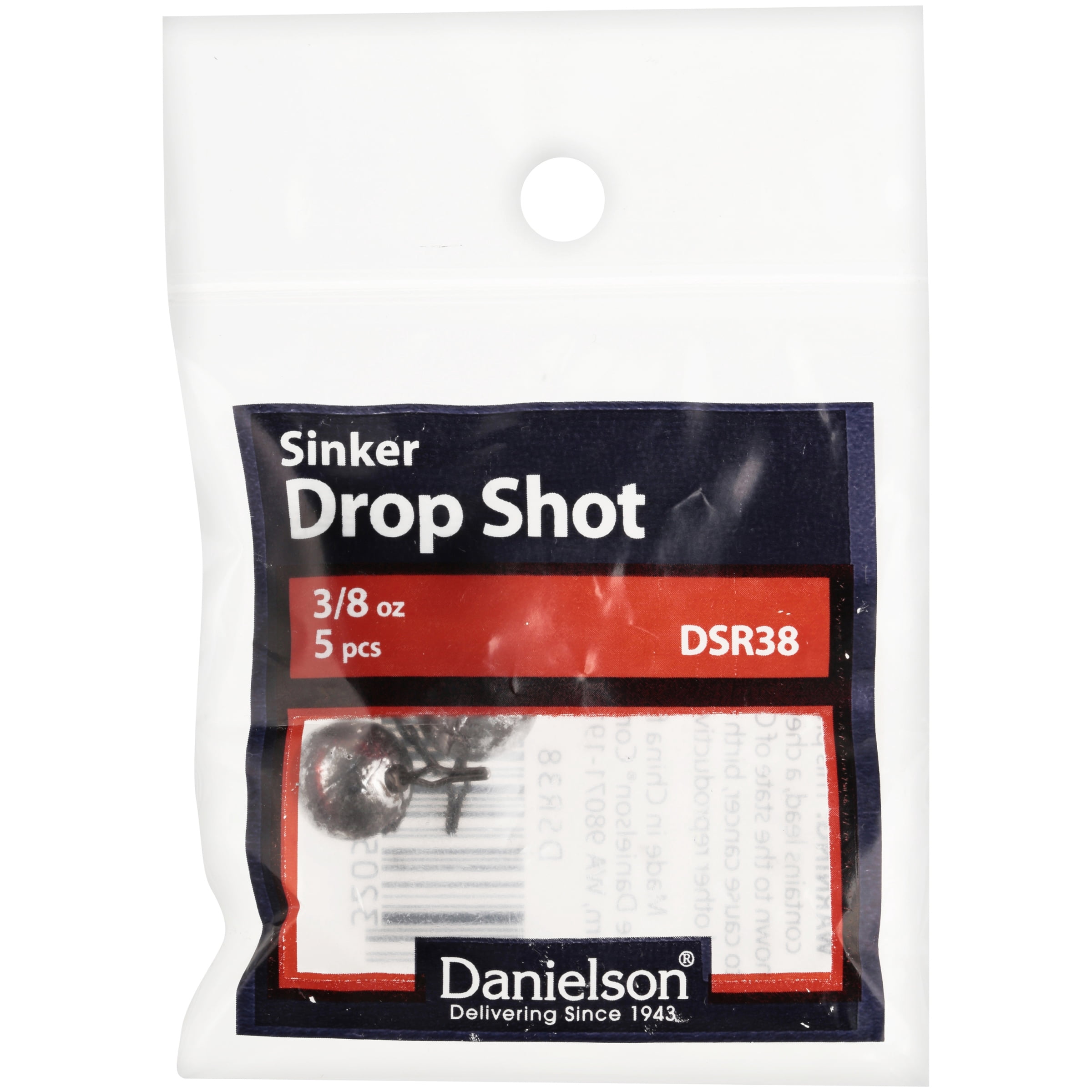 Danielson Drop Shot Sinker Fishing Weights, 3/8 oz., 5-pack