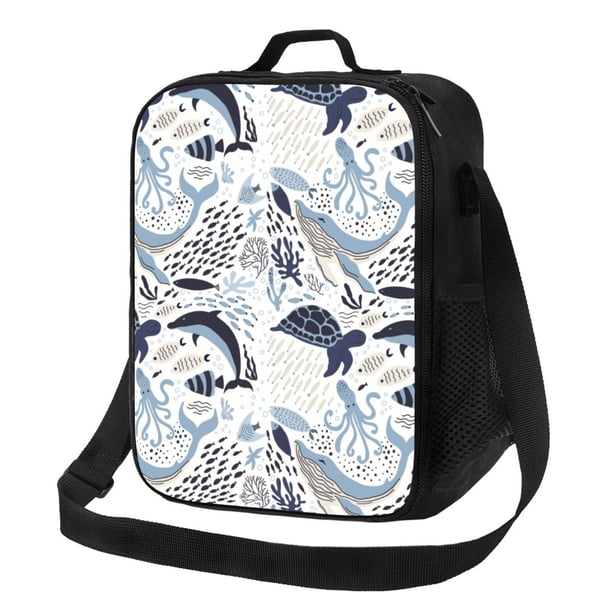 Fotbe Sea Animal Lonchera Bolsa de Almuerzo para Hombres y Mujeres, Lonchera de Gran Capacidad, Bolsa de Almuerzo Reutilizable, Bolsa Térmica Aislante