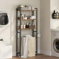 thumbnail image 5 of Over The Toilet Storage Rack, 3 Tier Bathroom Organizer Over Toilet, Freestanding Space Saver Toilet Stand with 2 Hooks, Bathroom Storage Shelf, Easy to Assemble, Rustic Brown, 5 of 17