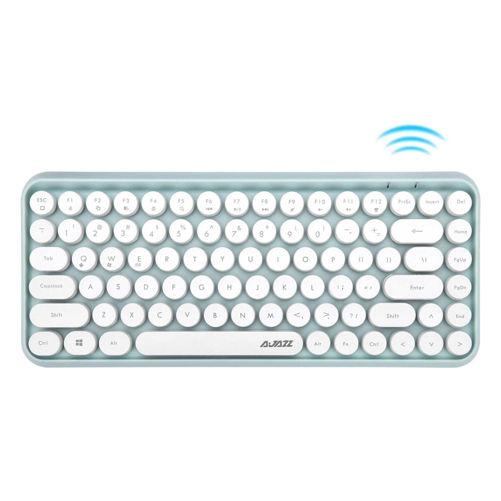 Ajazz Retro Wireless Bluetooth Keyboard 84 Keys, Compact Typewriter Keyboard with Round Keycaps, Portable Small Computer Keyboard for PC Tablet Mac iPad Windows Android.