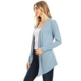 thumbnail image 3 of MOA Collection Women's Plus Solid Basic Open Draped Front Long Sleeve Relaxed Cardigan Sweater, 3 of 5