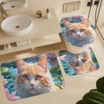 thumbnail image 5 of Cute Cat Pattern Shower Curtain 4-Piece Set, Bathroom Decor with 72" x 72" Shower Curtain, Toilet Cover Mat, U-Shaped Mat, Non-Slip Floor Mat and 12Hooks, 5 of 7
