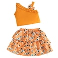 thumbnail image 3 of Pandaie 12M-4Y Baby Girls Outfits Ruffle Off Shoulder Crop Tops Floral 3 Layered Tutu Skirt Dress Set Toddler Summer Beach Casual Clothes Yellow 4Y(3-4 Years), 3 of 8