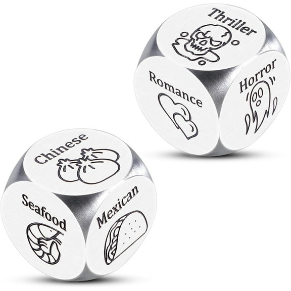 2PCS Date Night Dice Food Dice Boyfriend Mothers Fathers Day Easter Basket Stuffers for Men Women 10th Anniversary Wedding Gift for Adults Bridal Shower Gifts