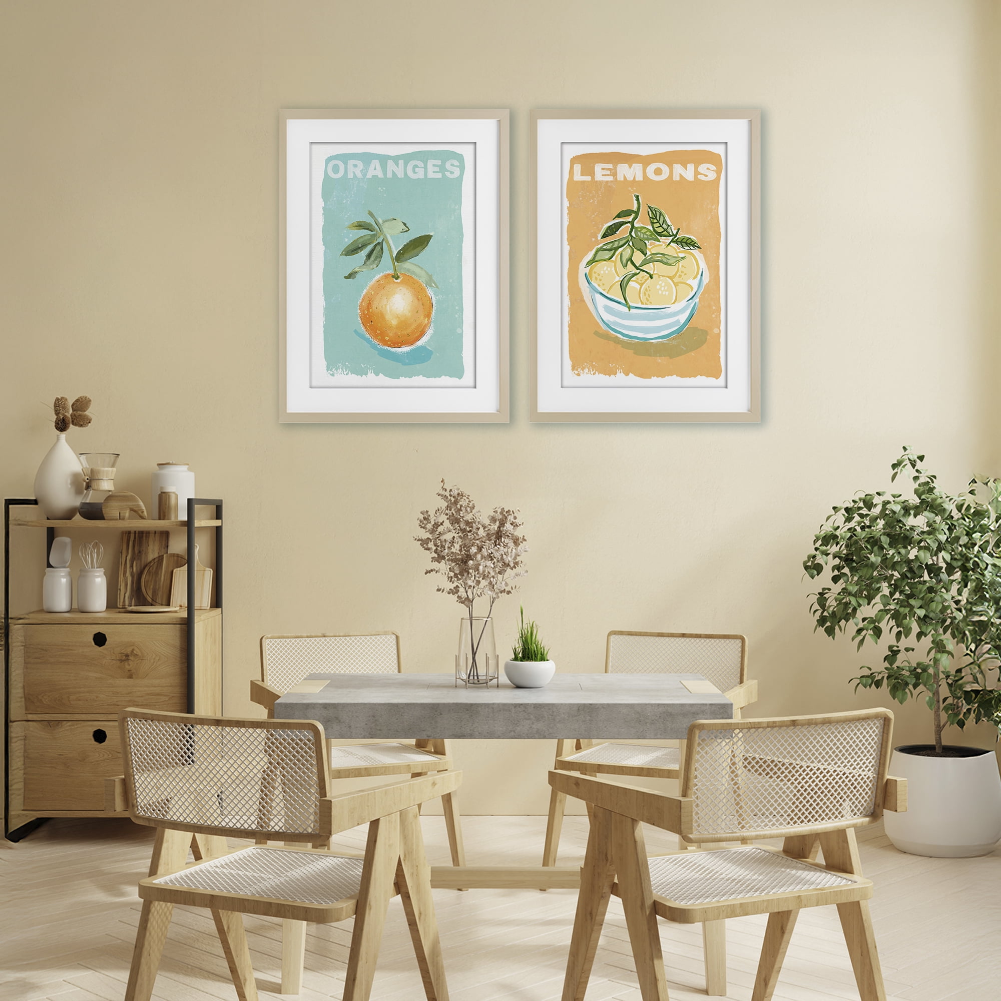 Stupell Industries Citrus Twist Motif 2 Piece Birch Framed Print Under Glass Set, design by Chad Barrett