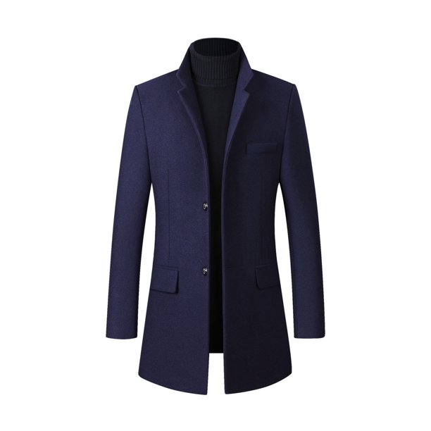 Chaqueta de abrigo de hombre con solapa de botón de tela de lana de color sólido de lana Pompotops oipoqjl12875
