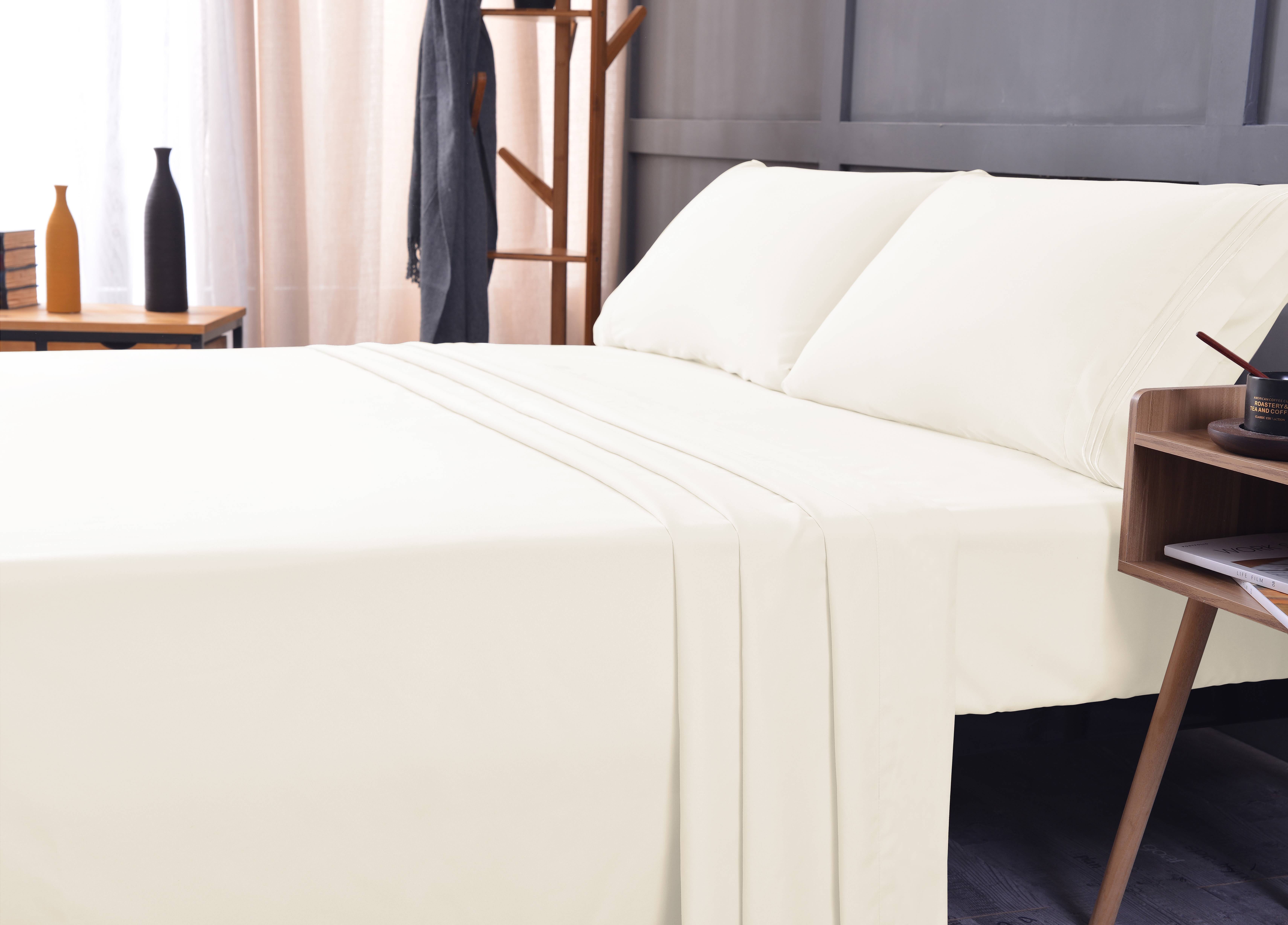 Okao Double Brushed %100 Microfiber Sheets Set - Deep Pockets - Hypoallergenic - Fade, Wrinkle ,Stain Resistant, Soft, Luxury, Microfiber Sheets Set - 3 Pieces, Twin XL , Ivory