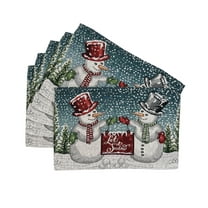 Serafina Home Holiday Let It Snow Christmas Tapestry Placemats, Set of Six (6) Colorful Tapestry Weave Fabric, for Holiday's, Thanksgiving, Winter, Christmas