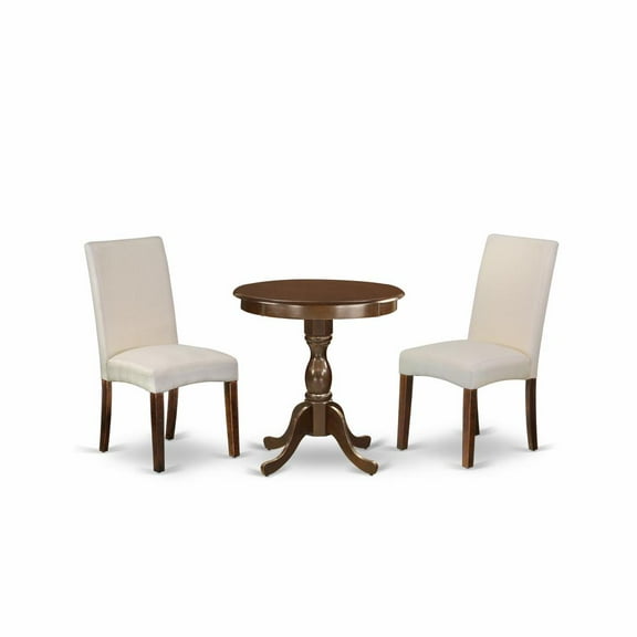 East West Furniture - ESDR3-MAH-01 - 3-Pc Dining Room Set - 2 Dining Room Chairs and 1 Kitchen Dining Table (Mahogany Finish)