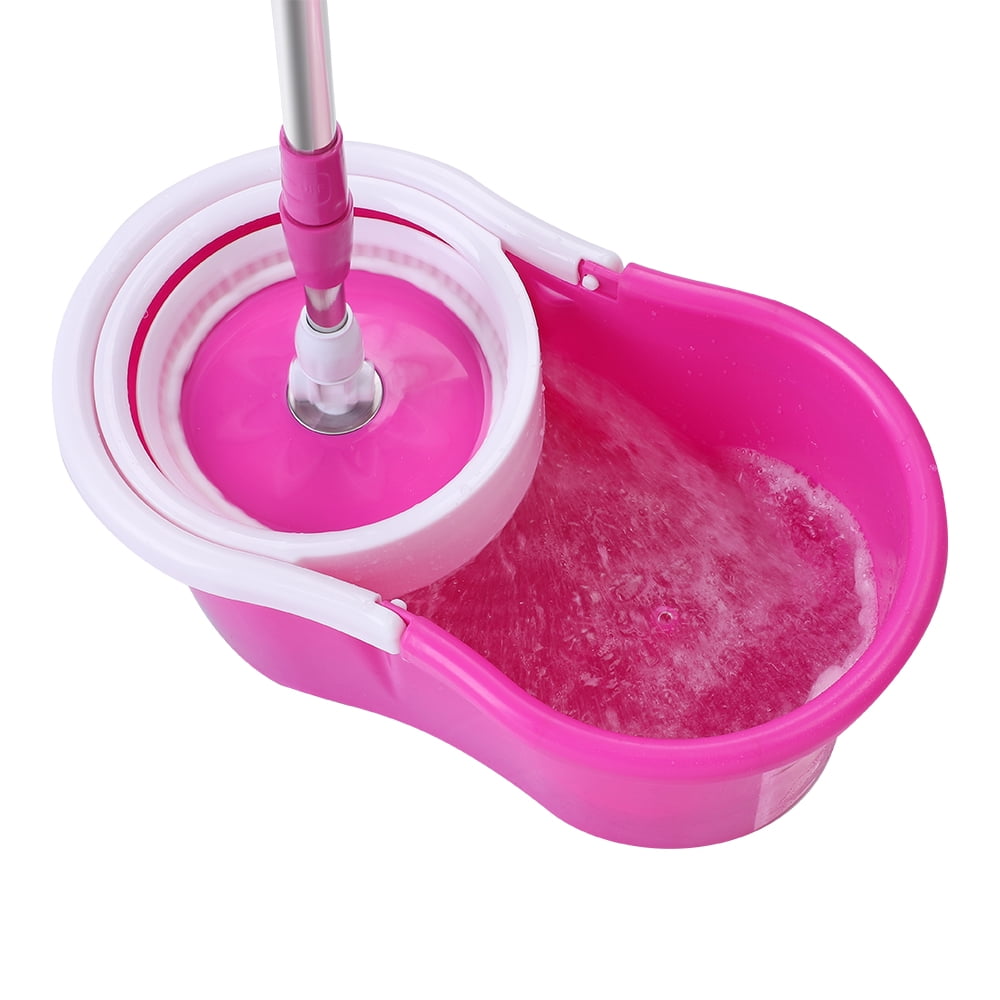 Ktaxon Microfiber Rotate Mop with Bucket 2 Heads Rotating 360-Degree Easy  Cleaning Floor Mop Pink 