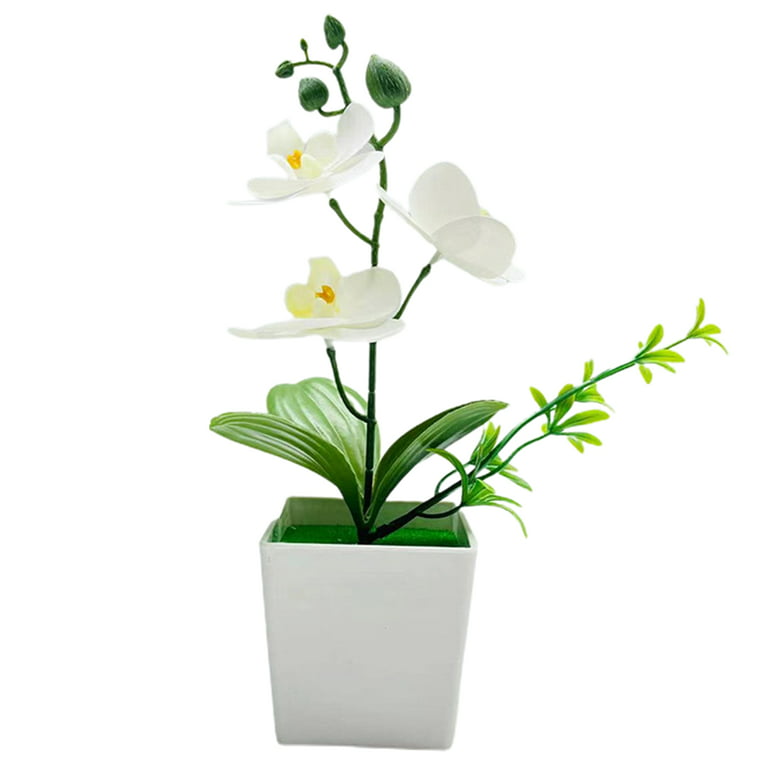 Yirtree Artificial Orchid Flowers Plants with Vase for Table Centerpieces,  Faux Orchids Orquideas Artificial Real Touch Flowers Large Vivid Orchid  Room Decoration 