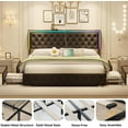 thumbnail image 3 of LED King Size Bed Frame with Storage and Headboard,King Bed Frame with 4 Storage Drawers and LED Lights,Velvet Upholstered Bed King Size with Charging Station,No Box Spring Needed,Black, 3 of 10