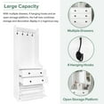 thumbnail image 3 of 27.5''W Narrow Hall Tree With 4 Hanging Hooks, Flip Drawer, Adjustable Shelf, 2 Drawers Shoe Storage Cabinet, Multi-functional Coat Rack For Living Room, Hallway, 3 of 9