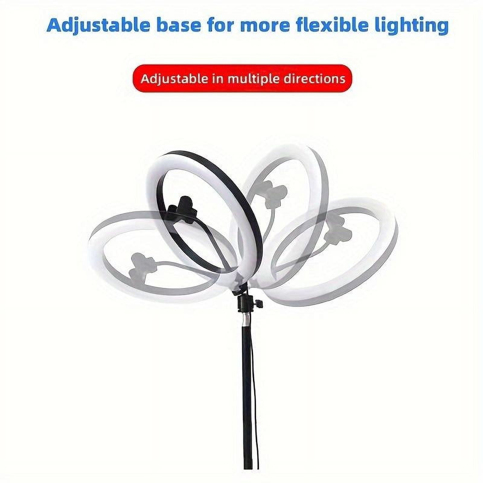 10-inch Ring Light Tripod (63 inches) with Phone Mount — 3 color modes, USB-powered, compatible with iPhone and Android phones, perfect for YouTube, makeup, and TikTok