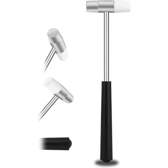 Dual Head Small Hammer, 7 Inches, Plastic Head and Metal Head, Black Plastic Grip, Double face Jewelry Mallet, Mini Hammer for Crafts, Watch, Tuning, Woodworking, Toys, DIY, Leather, Instruments